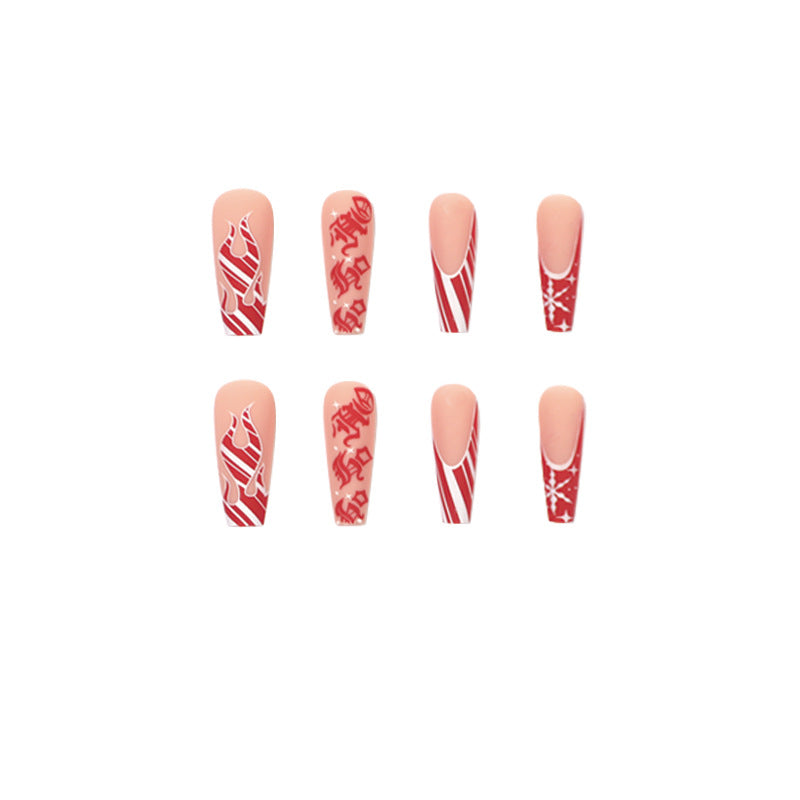 24PCS LONG COFFIN CHRISTMAS NAILS