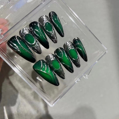 GRANDMOTHER-TEN PIECES OF HANDCRAFTED PRESS ON NAIL