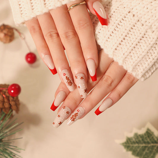 24PCS MEDIUM COFFIN CHRISTMAS NAILS