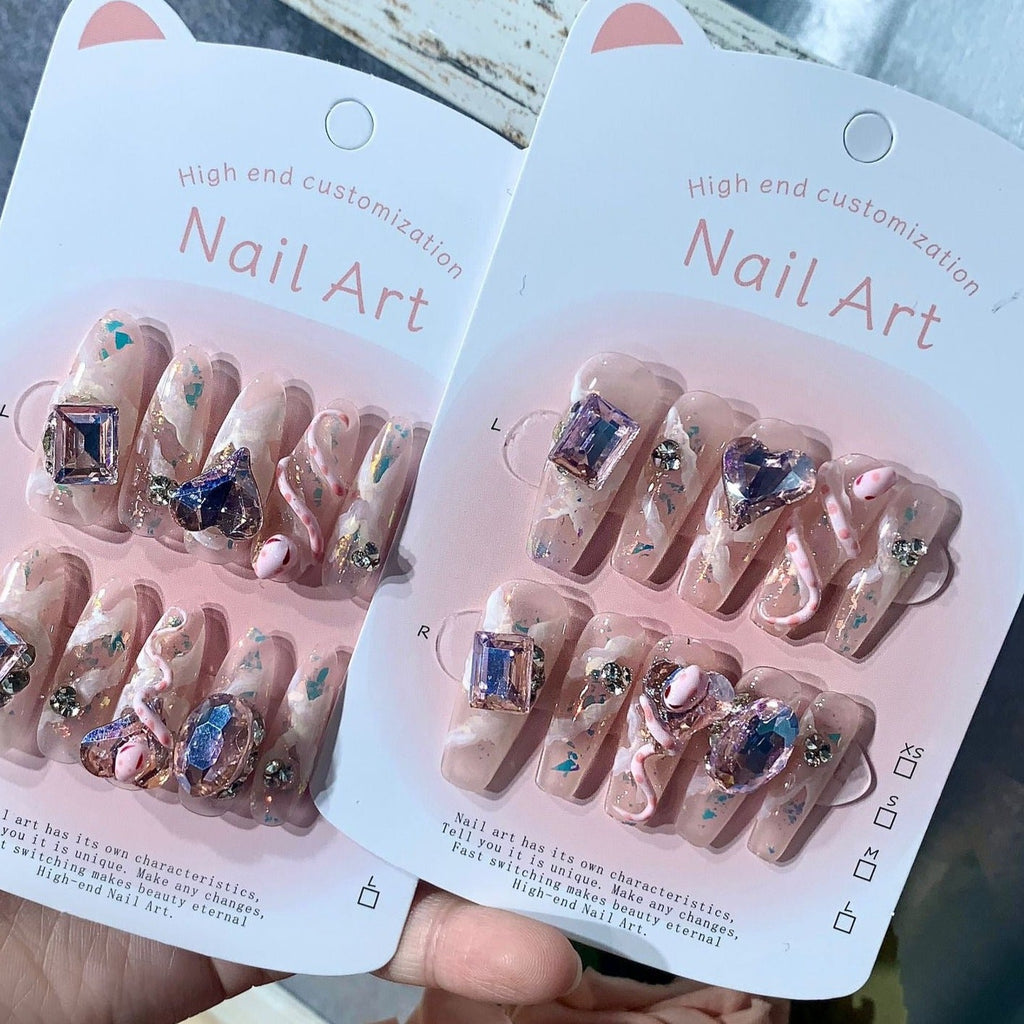 LITTLE SNAKE-TEN PIECES OF HANDCRAFTED PRESS ON NAIL