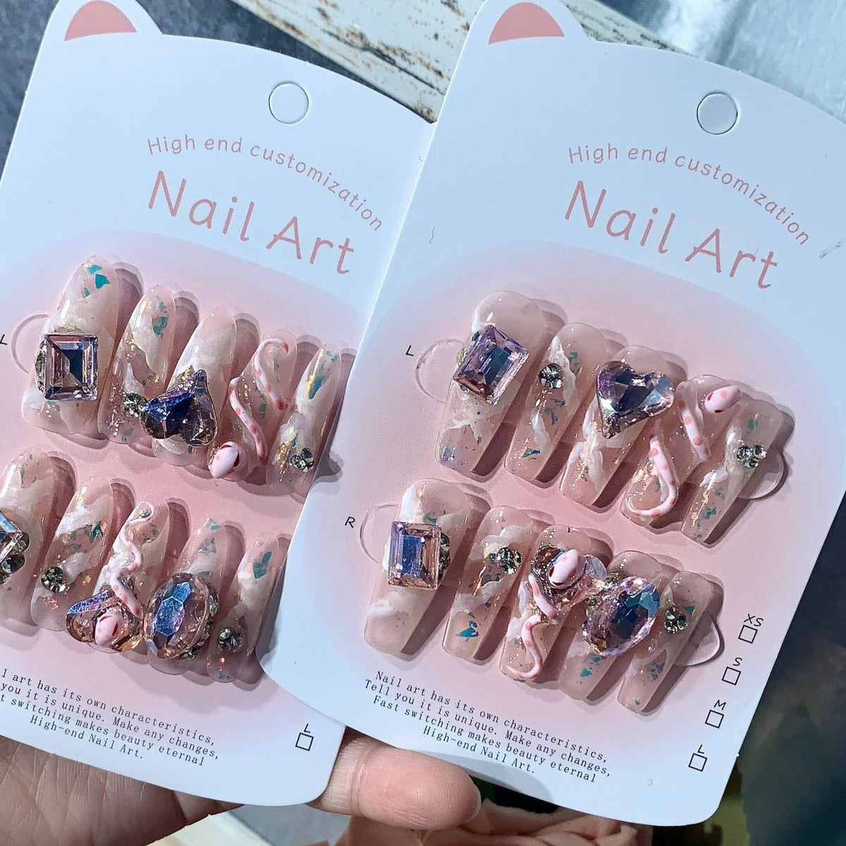 LITTLE SNAKE-TEN PIECES OF HANDCRAFTED PRESS ON NAIL