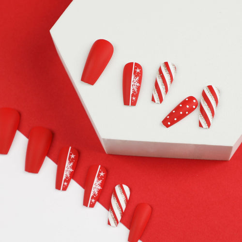24PCS MEDIUM COFFIN CHRISTMAS NAILS