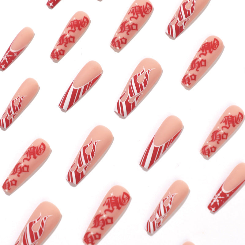 24PCS LONG COFFIN CHRISTMAS NAILS