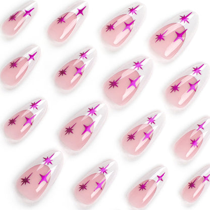 24PCS MEDIUM ALMONDS STARBURST PRESS ON NAILS