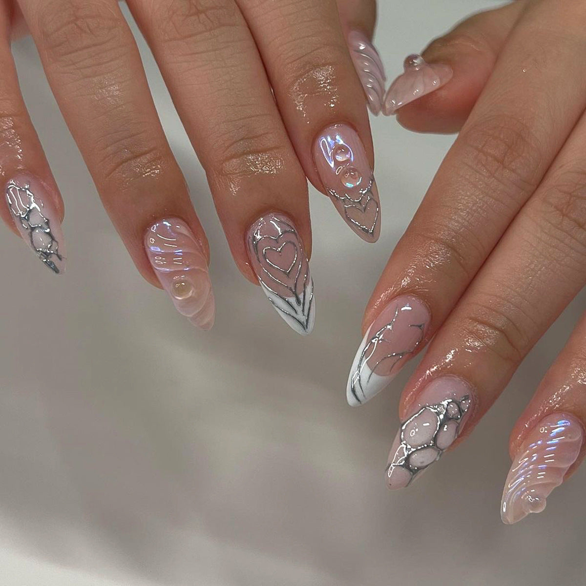 24PCS MEDIUM ALMONDS PRESS ON NAILS
