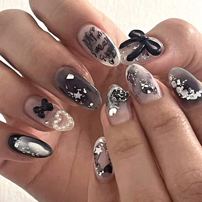 24PCS MEDIUM ALMONDS PRESS ON NAILS