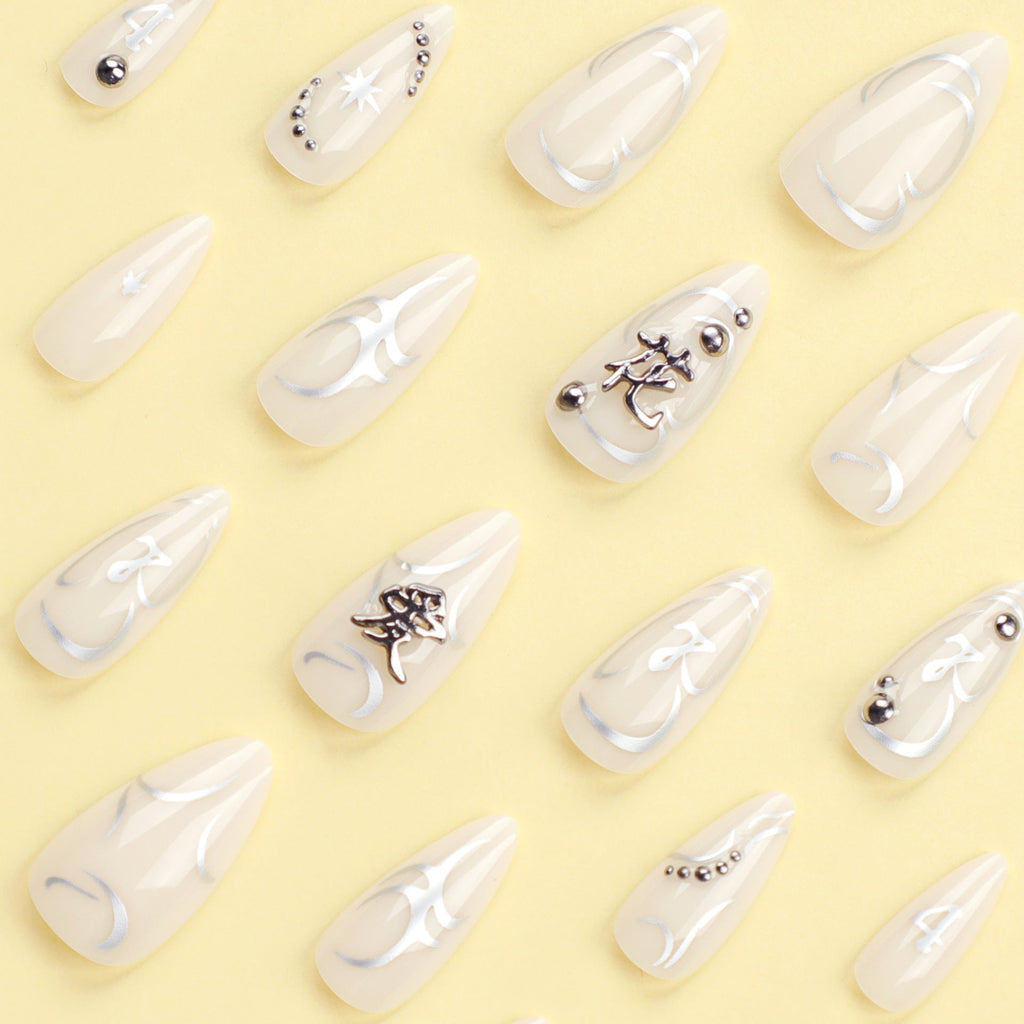 24PCS MEDIUM ALMONDS PRESS ON NAILS