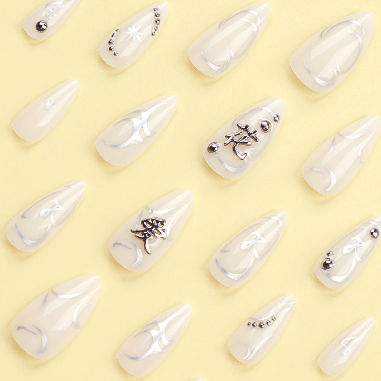 24PCS MEDIUM ALMONDS PRESS ON NAILS