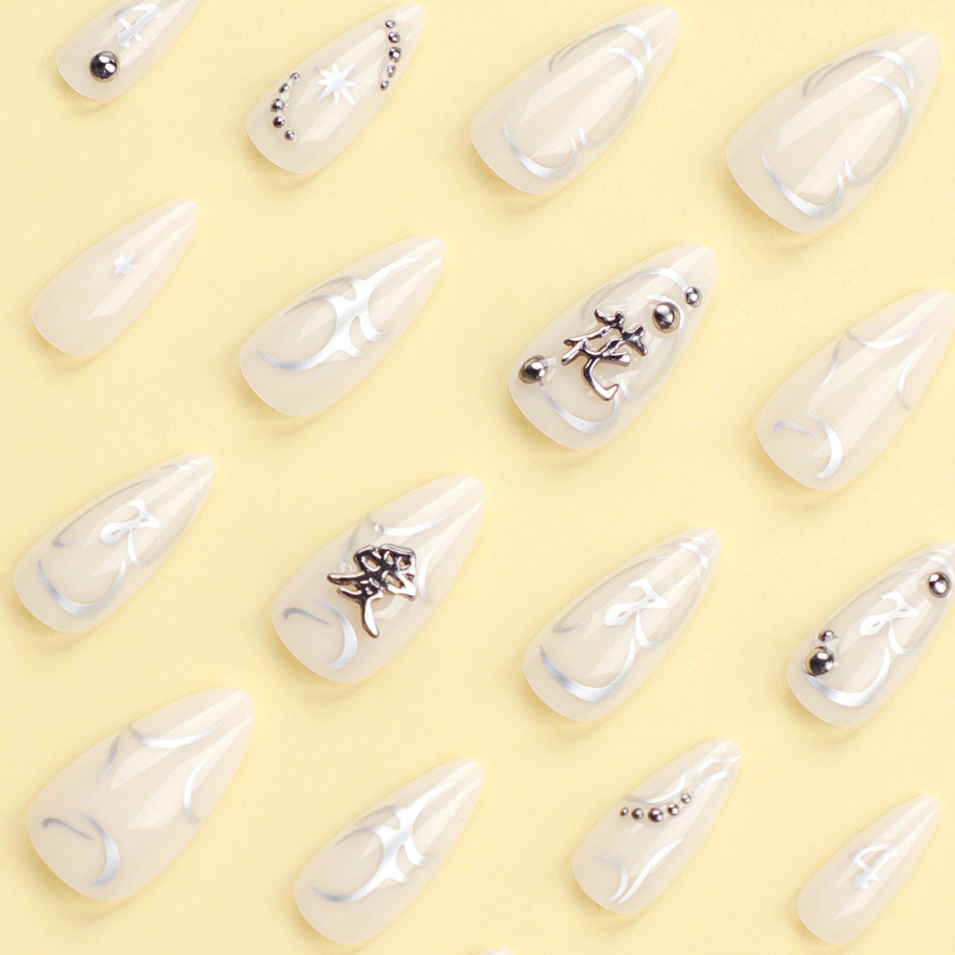 24PCS MEDIUM ALMONDS PRESS ON NAILS