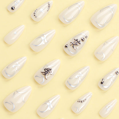24PCS MEDIUM ALMONDS PRESS ON NAILS
