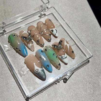 TEN PIECES OF HANDCRAFTED PRESS ON NAIL