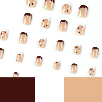 24 PCS SHORT SQUARE STAR PRESS ON NAILS