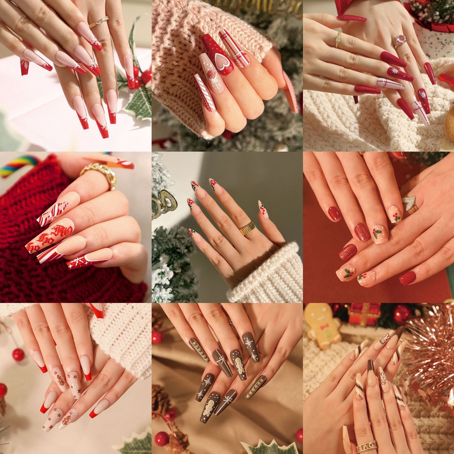 CHRISTMAS PRESS ON NAILS 24PCS